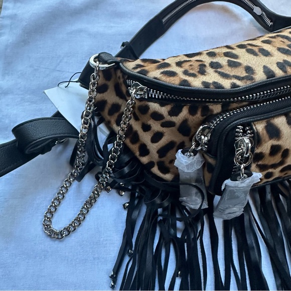 New Zara $79 Animal Print Fur Fringe Zippered Crossbody Belt Bag 3808/004 - Picture 5 of 13